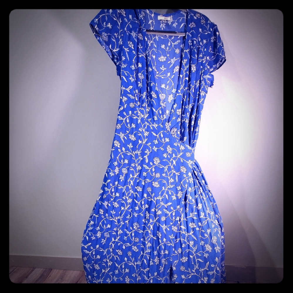 Blue maxi wrap dress
